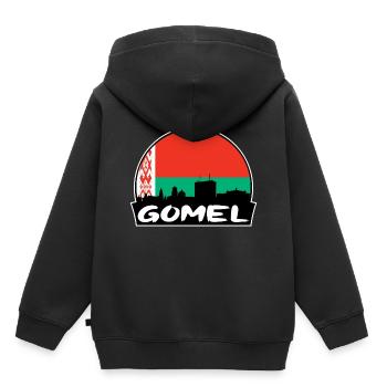 Gomel Weißrussland Flagge Skyline Silhouette Reisen - Kinder Premium Organic Hoodie - Schwarz - Hinten - AI Model Kid Male (0cm)