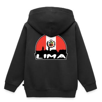 Lima Peru Flagge Skyline Silhouette Reisen - Kinder Premium Organic Hoodie - Schwarz - Hinten - AI Model Kid Male (0cm)