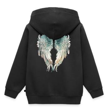 Ailes d'Ange Aquatiques Watercolor - Sweat Premium à capuche enfant bio - noir - Dos - AI Model Kid Male (0cm)