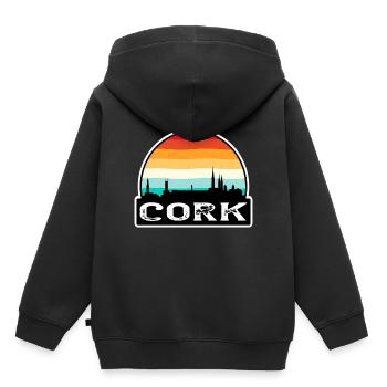 Cork Ireland Flag Skyline Travel Souvenir - Kids Premium Organic Hoodie - black - Back - AI Model Kid Male (0cm)