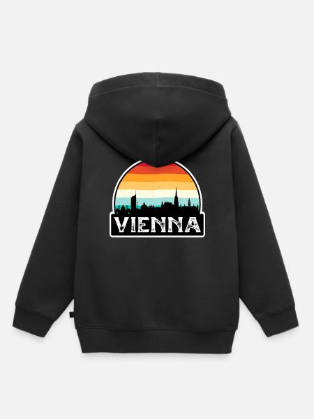 Wien Österreich Flagge Skyline Reisesouvenir - Kinder Premium Organic Hoodie - Schwarz