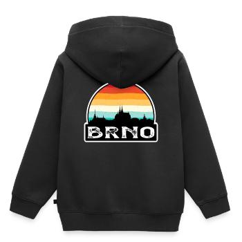 Brünn Tschechien Flagge Skyline Reisesouvenir - Kinder Premium Organic Hoodie - Schwarz - Hinten - AI Model Kid Male (0cm)