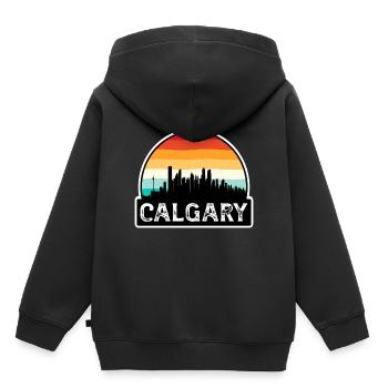 Calgary Canada Flag Skyline Souvenir de voyage - Sweat Premium à capuche enfant bio - noir - Dos - AI Model Kid Male (0cm)