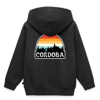 Cordoba Argentine Flag Skyline Souvenir de voyage - Sweat Premium à capuche enfant bio - noir - Dos - AI Model Kid Male (0cm)