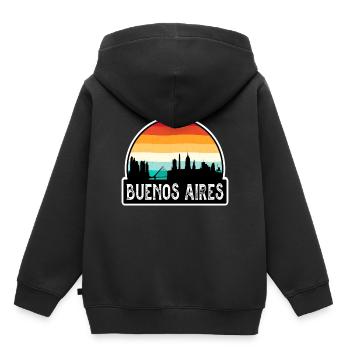 Buenos Aires Argentine Flag Skyline Travel Souveni - Sweat Premium à capuche enfant bio - noir - Dos - AI Model Kid Male (0cm)