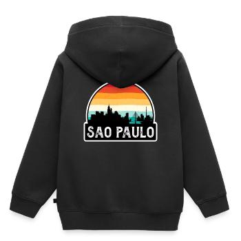 Sao Paulo Brésil Flag Skyline Souvenir de voyage - Sweat Premium à capuche enfant bio - noir - Dos - AI Model Kid Male (0cm)