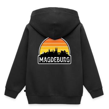Magdebourg Allemagne Flag Skyline Souvenir de voyage - Sweat Premium à capuche enfant bio - noir - Dos - AI Model Kid Male (0cm)