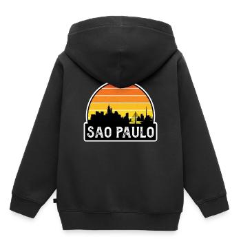 Sao Paulo Brésil Flag Skyline Souvenir de voyage - Sweat Premium à capuche enfant bio - noir - Dos - AI Model Kid Male (0cm)