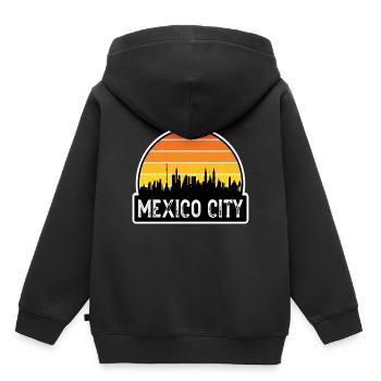 Mexico City Mexico Flag Skyline Souvenir de voyage - Sweat Premium à capuche enfant bio - noir - Dos - AI Model Kid Male (0cm)
