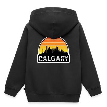 Calgary Canada Flag Skyline Souvenir de voyage - Sweat Premium à capuche enfant bio - noir - Dos - AI Model Kid Male (0cm)