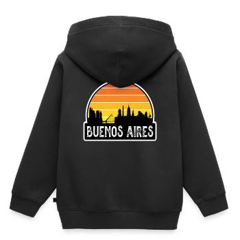 Buenos Aires Argentine Flag Skyline Travel Souveni - Sweat Premium à capuche enfant bio - noir - Dos - AI Model Kid Male (0cm)