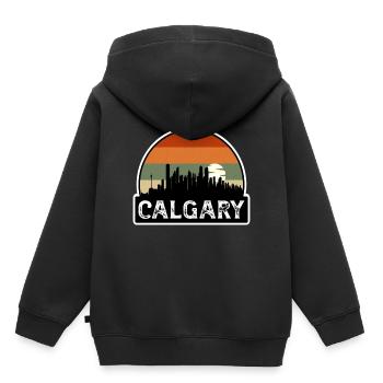 Calgary Canada Flag Skyline Travel Souvenir - Kids Premium Organic Hoodie - black - Back - AI Model Kid Male (0cm)