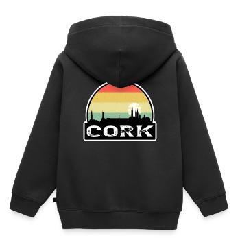 Cork Ireland Flag Skyline Travel Souvenir - Kids Premium Organic Hoodie - black - Back - AI Model Kid Male (0cm)