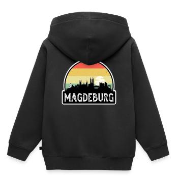 Magdebourg Allemagne Flag Skyline Souvenir de voyage - Sweat Premium à capuche enfant bio - noir - Dos - AI Model Kid Male (0cm)