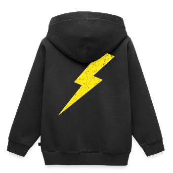 Lightning Bolt Power Gelb Retro Vintage - Kinder Premium Organic Hoodie - Schwarz - Hinten - AI Model Kid Male (0cm)