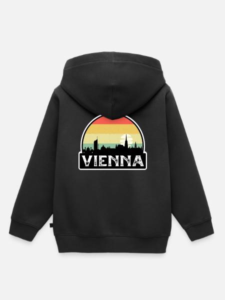Wien Österreich Flagge Skyline Reisesouvenir - Kinder Premium Organic Hoodie - Schwarz