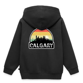 Calgary Canada Flag Skyline Souvenir de voyage - Sweat Premium à capuche enfant bio - noir - Dos - AI Model Kid Male (0cm)
