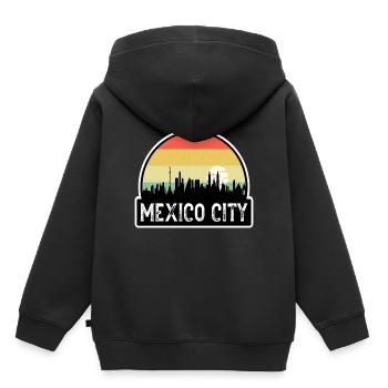 Mexico City Mexico Flag Skyline Souvenir de voyage - Sweat Premium à capuche enfant bio - noir - Dos - AI Model Kid Male (0cm)