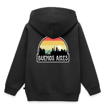 Buenos Aires Argentine Flag Skyline Travel Souveni - Sweat Premium à capuche enfant bio - noir - Dos - AI Model Kid Male (0cm)