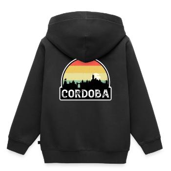 Cordoba Argentine Flag Skyline Souvenir de voyage - Sweat Premium à capuche enfant bio - noir - Dos - AI Model Kid Male (0cm)
