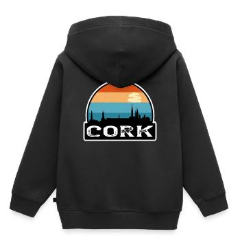 Cork Ireland Flag Skyline Travel Souvenir - Kids Premium Organic Hoodie - black - Back - AI Model Kid Male (0cm)