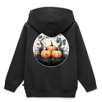 Citrouilles Halloween - Sweat Premium à capuche enfant bio - noir - Dos - AI Model Kid Male (0cm)