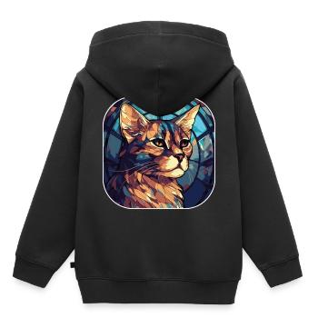 Bunte Aquarellfarbe der braunen Katzenrasse Havanna - Kinder Premium Organic Hoodie - Schwarz - Hinten - AI Model Kid Male (0cm)