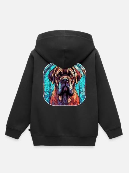 Fargerik engelsk Mastiff-hundrase akvarellglass - Premium børne hættetrøje økologisk - sort