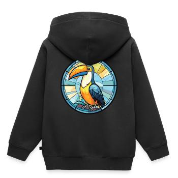 Toucan Colorful Watercolor Animal Pet Illustration - Kids Premium Organic Hoodie - black - Back - AI Model Kid Male (0cm)