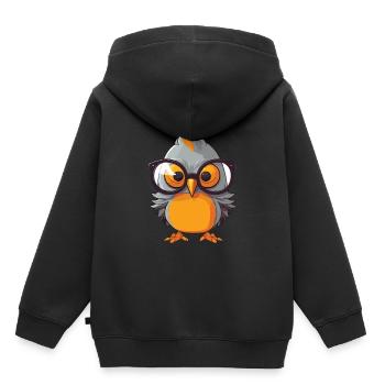 Cuckoo Wearing Glasses Cartoon Kawaii Illustration - Kids Premium Organic Hoodie - black - Back - AI Model Kid Male (0cm)