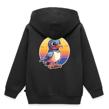 Jay Funny Cartoon Kawaii Beach Illustration - Sweat Premium à capuche enfant bio - noir - Dos - AI Model Kid Male (0cm)
