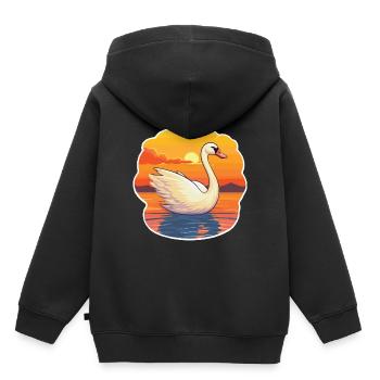 Cygne drôle dessin animé kawaii plage illustration - Sweat Premium à capuche enfant bio - noir - Dos - AI Model Kid Male (0cm)