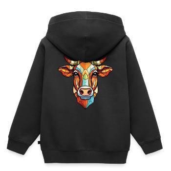 Cow Colorful Watercolor Animal Pet Illustration - Kids Premium Organic Hoodie - black - Back - AI Model Kid Male (0cm)