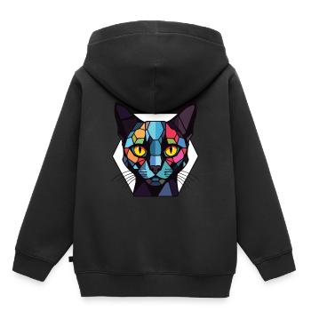 Bombay Cat Breed Illustration aquarelle colorée - Sweat Premium à capuche enfant bio - noir - Dos - AI Model Kid Male (0cm)