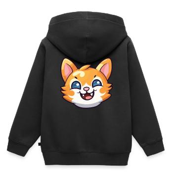 Bambino chat dessin animé illustration à l’aquarelle - Sweat Premium à capuche enfant bio - noir - Dos - AI Model Kid Male (0cm)