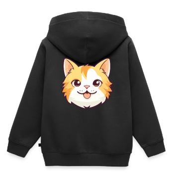 Hauskatze Cartoon Aquarell Illustration - Kinder Premium Organic Hoodie - Schwarz - Hinten - AI Model Kid Male (0cm)