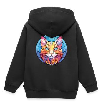 Dessin animé d’aquarelle colorée de chat de brume australienne - Sweat Premium à capuche enfant bio - noir - Dos - AI Model Kid Male (0cm)