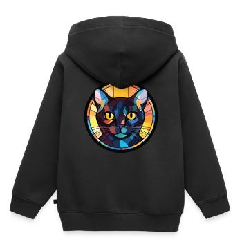 Bombay Cat Breed Illustration aquarelle colorée - Sweat Premium à capuche enfant bio - noir - Dos - AI Model Kid Male (0cm)