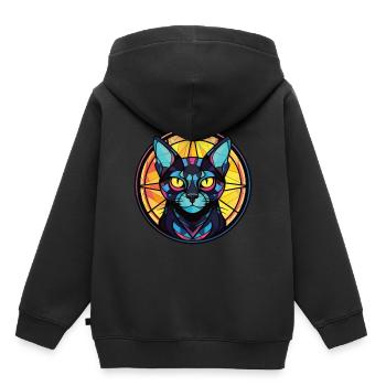 Bombay Cat Breed Illustration aquarelle colorée - Sweat Premium à capuche enfant bio - noir - Dos - AI Model Kid Male (0cm)