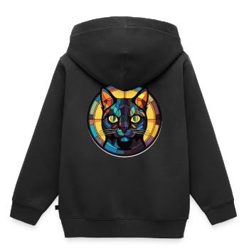Bombay Cat Breed Illustration aquarelle colorée - Sweat Premium à capuche enfant bio - noir - Dos - AI Model Kid Male (0cm)