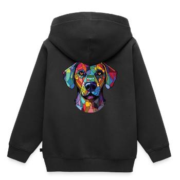 Cao De Castro Laboreiro race chien aquarelle verre - Sweat Premium à capuche enfant bio - noir - Dos - AI Model Kid Male (0cm)