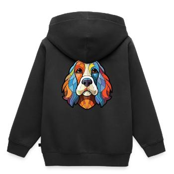 Briquet Griffon Vendéen race chien aquarelle verre - Sweat Premium à capuche enfant bio - noir - Dos - AI Model Kid Male (0cm)