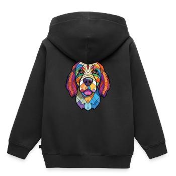 Cao De Castro Laboreiro Hunderasse Aquarellglas - Kinder Premium Organic Hoodie - Schwarz - Hinten - AI Model Kid Male (0cm)