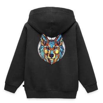 Cao De Castro Laboreiro Wolf Hunderasse Aquarell - Kinder Premium Organic Hoodie - Schwarz - Hinten - AI Model Kid Male (0cm)