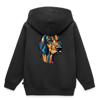 Braque Saint Germain chien race aquarelle colorée - Sweat Premium à capuche enfant bio - noir - Dos - AI Model Kid Male (0cm)