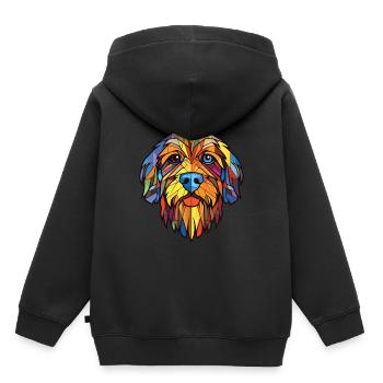 Briquet Griffon Vendéen race chien aquarelle verre - Sweat Premium à capuche enfant bio - noir - Dos - AI Model Kid Male (0cm)