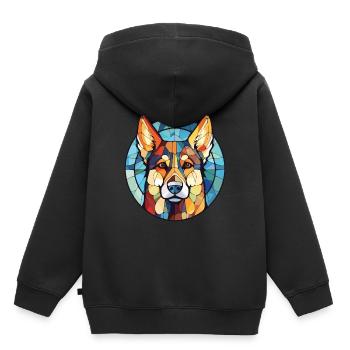 Sibérie orientale Laika chien race aquarelle colorée - Sweat Premium à capuche enfant bio - noir - Dos - AI Model Kid Male (0cm)