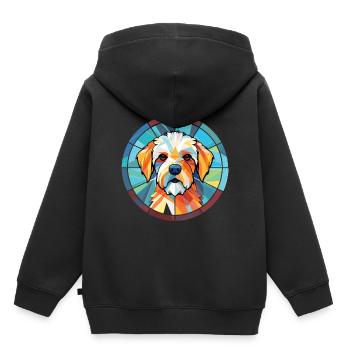 Französischer dreifarbiger Hundehund Rasse Aquarellglas - Kinder Premium Organic Hoodie - Schwarz - Hinten - AI Model Kid Male (0cm)