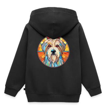 Pyrenäen-Schäferhund-Rasse buntes Aquarell - Kinder Premium Organic Hoodie - Schwarz - Hinten - AI Model Kid Male (0cm)