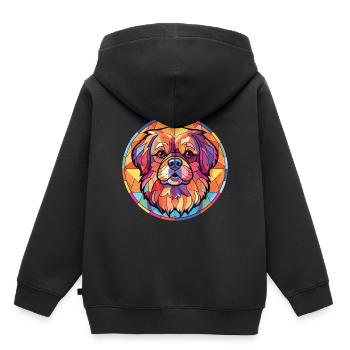 Tibetische Spaniel-Hunderasse Aquarell-Illustration - Kinder Premium Organic Hoodie - Schwarz - Hinten - AI Model Kid Male (0cm)